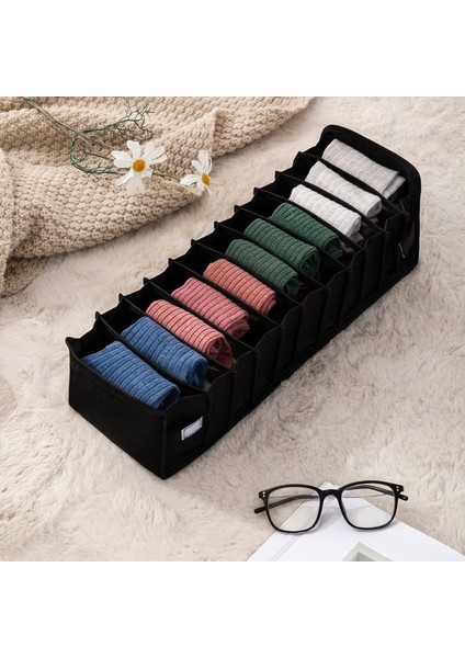 Siyah-M 11 Izgara Stili Katlanır Iç Çamaşırı Saklama Kutusu Dolap Çekmece Bölücü Giysi Saklama Kutusu Külot Atkı Çorap Bracloset Organizatör Syst (Yurt Dışından)