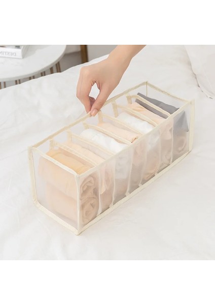 Bej 7 Grıd Stili Iç Çamaşırı Sutyen Organizatör Saklama Kutusu 3 Renkler Çekmece Dolap Organizatörleri Kutuları Iç Çamaşırı Atkı Çorap Sutyen Dropship (Yurt Dışından)