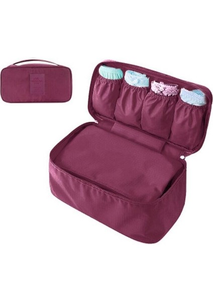 Şarap Kırmızısı Stili Çok Fonksiyonlu Tuvalet Organizatör Iç Sutyen Fg Çanta Space Saver Yüksek Kapasiteli Kozmetik Çantaları Su Geçirmez Seyahat Kutusu (Yurt Dışından)