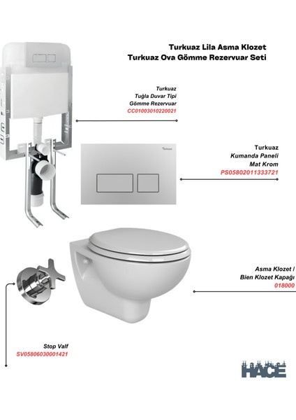 Lila Asma Klozet , Ova Gömme Rezervuar Seti