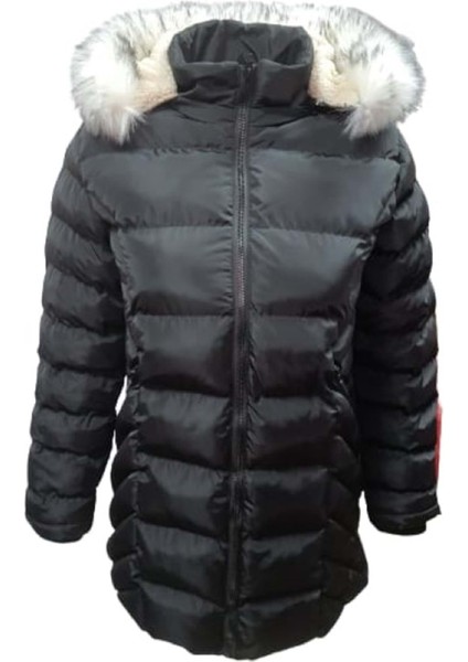 Jenerik J01804 Çocuk Kız Şişme Dolum Kapüşonlu Mont - J01804 - Siyah