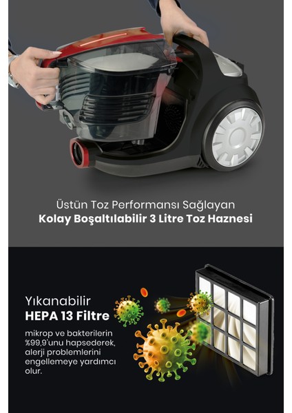Avantajlı Ikili Set Toz Torbasız Elektrikli Süpürge 2600 Watt Seramik Ağır Taban Şok Buharlı Ütü fiyatları