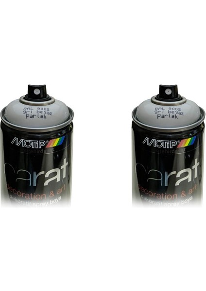 Carat Ral 9002 Parlak Gri Beyaz Sprey Boya 2 Adet