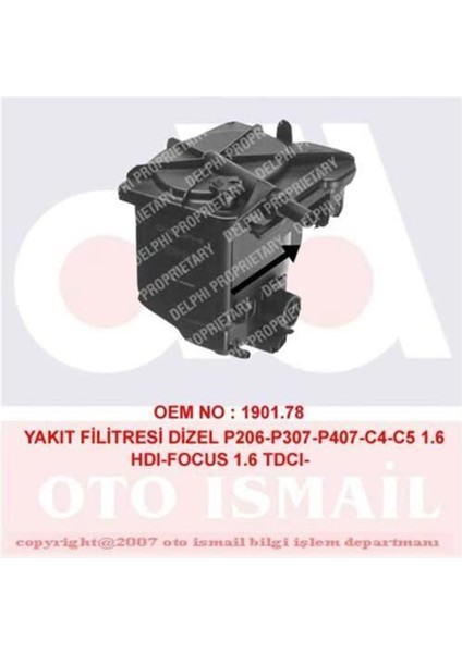 HDF939 Mazot Filtresi 206 207 307 308 407 Partner / C3 C4 / Fıesta Focus Iı 1.6 Hdı 1.6 Tdcı Uyumlu