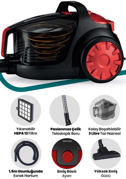Avantajlı Ikili Set Toz Torbasız Elektrikli Süpürge 2600 Watt Seramik Ağır Taban Şok Buharlı Ütü modelleri