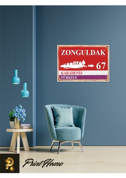 Ahşap Vintage Poster " 67 Zonguldak Retro Mdf Poster" 24X34 cm