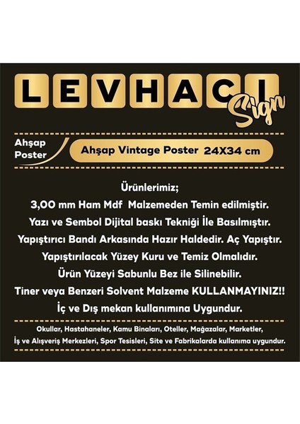 Ahşap Vintage Tablo " Kahvesiz Hayat " Ahşap Mdf 25X35 cm
