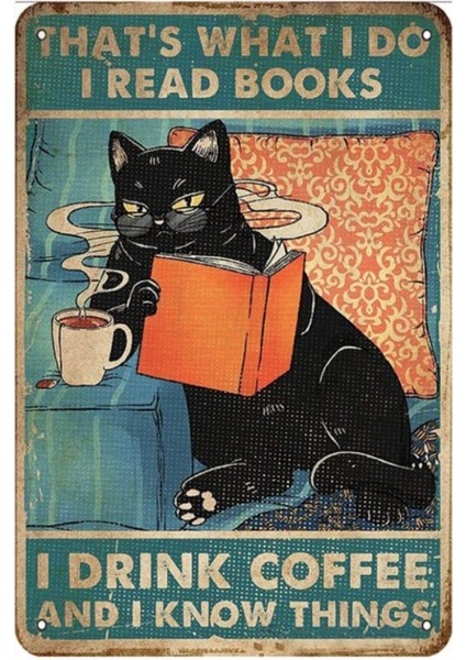 Ahşap Vintage Tablo " I Drınk Coffee And I Know Things" Ahşap Mdf 25X35CM