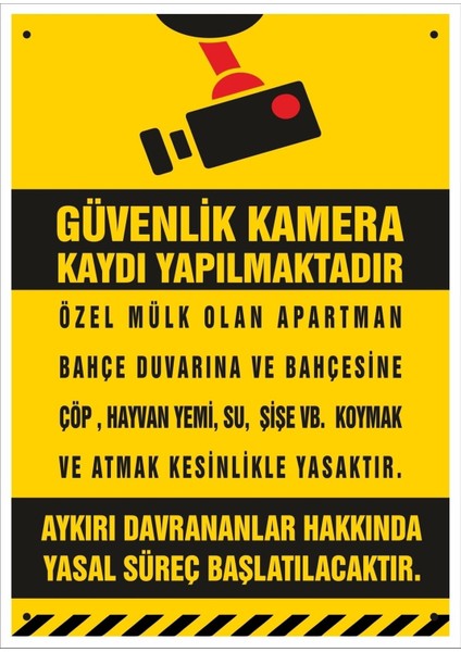 Uyarı Yönlendirme Levhaları "güvenlik Kamera Kaydı Yapılmaktadır " 25X35 cm Metal Levha