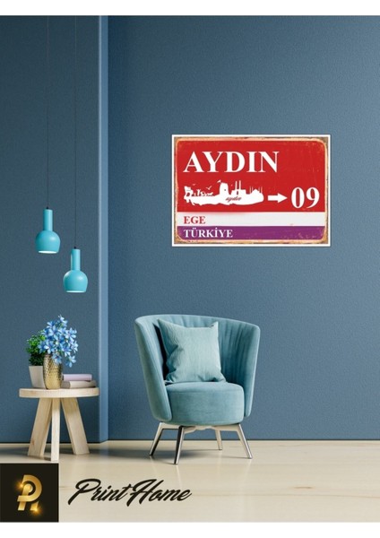 Ahşap Vintage Poster "09 Aydın Retro Mdf Poster" 24X34 cm