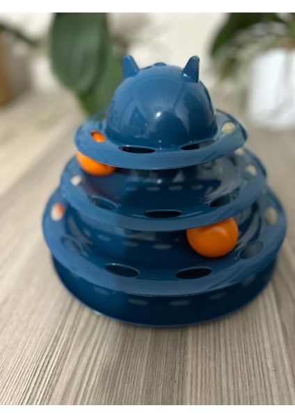 3 Katlı Mavi Kedi Oyuncağı