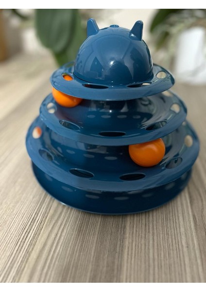 3 Katlı Mavi Kedi Oyuncağı