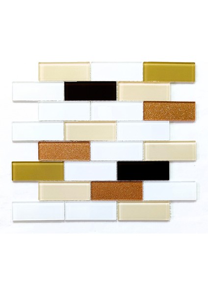 Mutfak Tezgah Arası Kristal Cam Mozaik. Karodaki Cam Ölçüleri: 36X98X4 Mm. Karo Ölçüsü: 30X30CM. ( - 1 M2 Fiyatıdır )