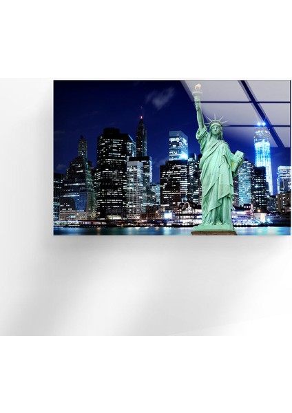 Özgürlük Heykeli Temperli Cam Duvar Tablosu