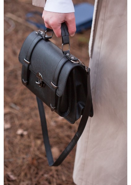 Gımosa Ines Vegan Deri Ayarlanabilir Uzun Askılı, Kilitli Kadın Çantası, Omuz Çantası, Çapraz Çanta