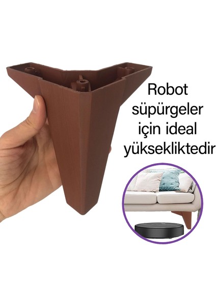 Serdivan 12 cm Ceviz Ahşap Desenli Lüx Mobilya Kanepe Sehpa Ünite Koltuk Ayağı Baza Ayak