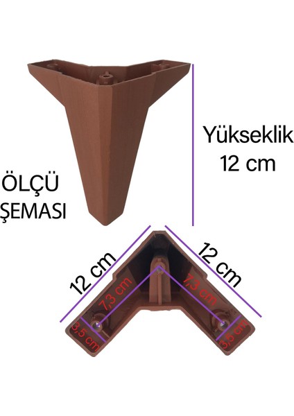 Serdivan 12 cm Ceviz Ahşap Desenli Lüx Mobilya Kanepe Sehpa Ünite Koltuk Ayağı Baza Ayak