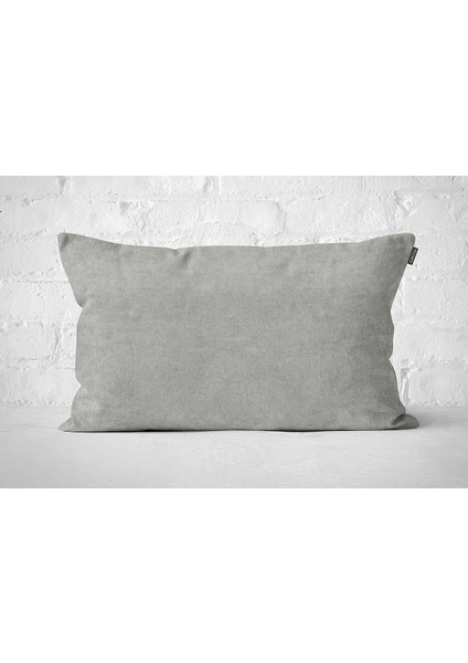 Tekli Kadife Dokulu Kırlent Kılıfı Açık Gri