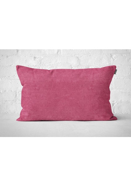 Tekli Kadife Dokulu Kırlent Kılıfı Fuşya