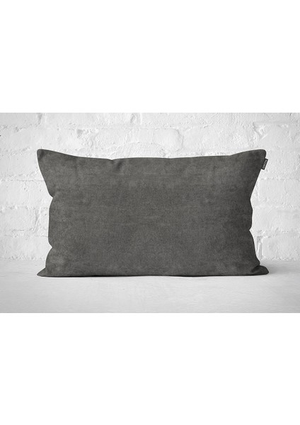 Tekli Kadife Dokulu Kırlent Kılıfı Gri