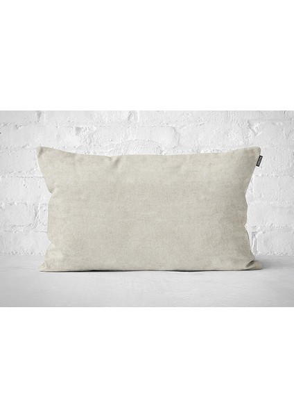 Tekli Kadife Dokulu Kırlent Kılıfı Açık Krem