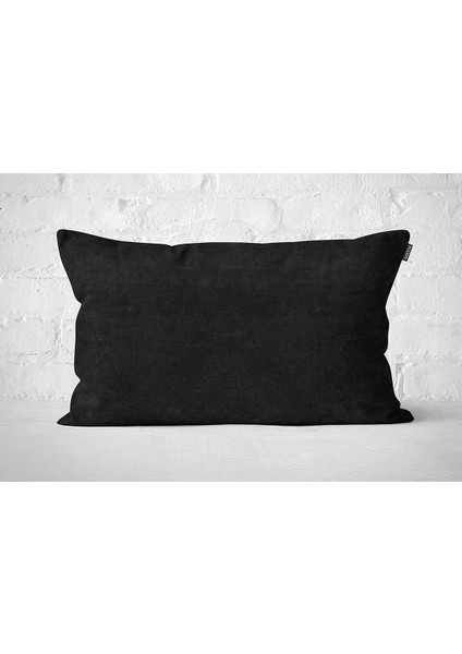 Tekli Kadife Dokulu Kırlent Kılıfı Siyah
