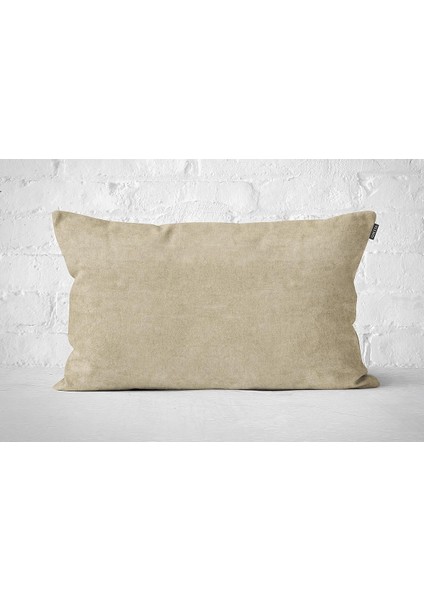 Tekli Kadife Dokulu Kırlent Kılıfı Krem