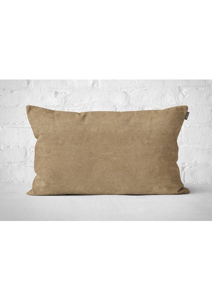 Tekli Kadife Dokulu Kırlent Kılıfı Bej