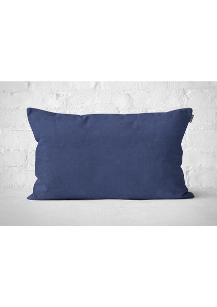 Tekli Kadife Dokulu Kırlent Kılıfı Mavi