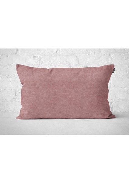 Tekli Kadife Dokulu Kırlent Kılıfı Pembe