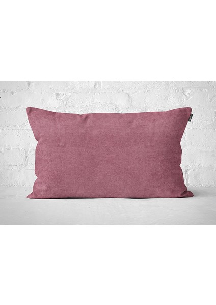 Tekli Kadife Dokulu Kırlent Kılıfı Gül Kurusu