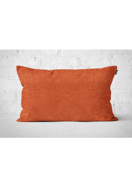 Tekli Kadife Dokulu Kırlent Kılıfı Kiremit