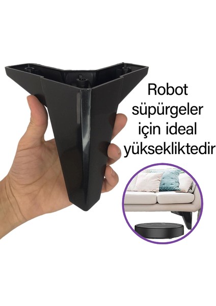 8 Adet Serdivan 12 cm Siyah Lüx Mobilya Kanepe Sehpa Ünite Koltuk Ayağı Baza Ayak