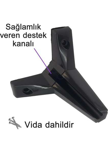 8 Adet Serdivan 12 cm Siyah Lüx Mobilya Kanepe Sehpa Ünite Koltuk Ayağı Baza Ayak