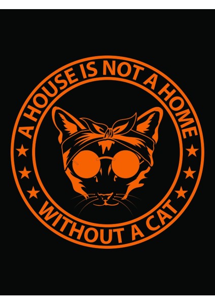 Ahşap Vintage Tablo " House Is Not Home Whitout Cat " Ahşap Mdf 25X35 cm