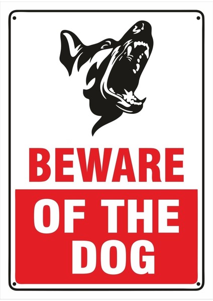 Trafik ve Uyarı Levhası (Dikkat Köpek Var) Beware Of The Dog 25X35 cm Metal Levha