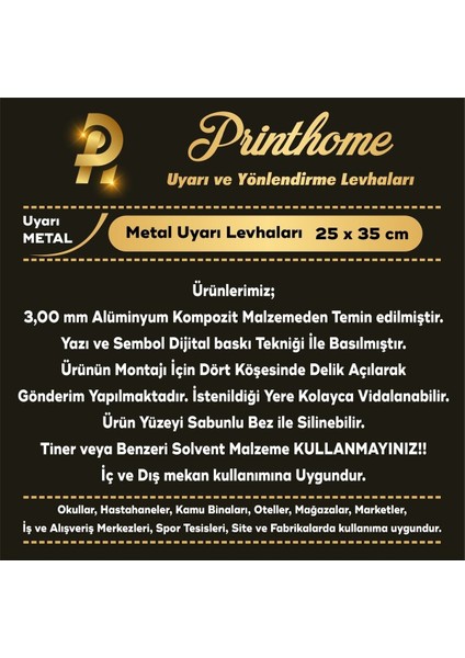 Dikkat Bu Alan 24 Saat Kamera ile Izlenmektedir Uyarı Levhası 25X35CM Sac