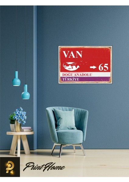 Ahşap Vintage Poster " 65 Van Retro Mdf Poster" 24X34 cm