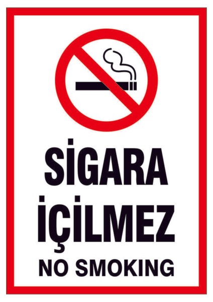 Sigara Içilmez (No Smoking) . Uyarı Levhası 17.5X25 Etiket