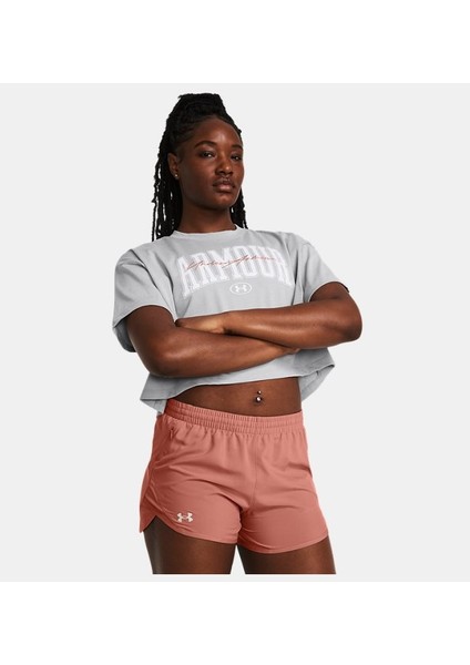 Kadın UA Heavyweight SCRIPTED WM CROP Kısa Kollu 1383050-011