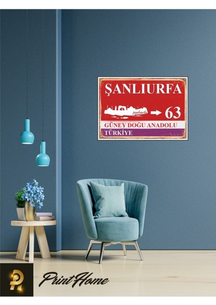 Ahşap Vintage Poster " 63 Şanlıurfa Retro Mdf Poster" 24X34 cm