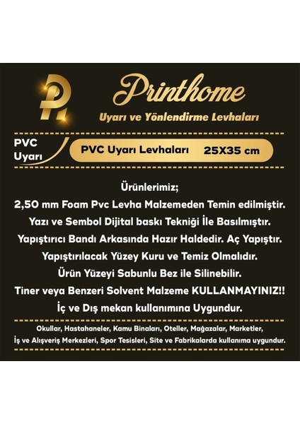 Uyarı ve Yönlendirme Levhaları " Dikkat Elektrik Panosu " 25X35CM Dekota Levha