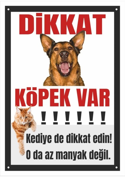 Uyarı Yönlendirme Levhaları "dikkat Köpek Var" Metal 25X35CM