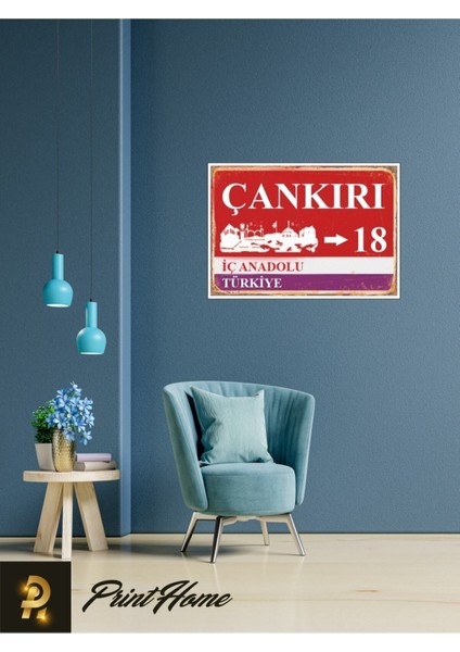 Ahşap Vintage Poster " 18 Çankırı Retro Mdf Poster" 24X34 cm