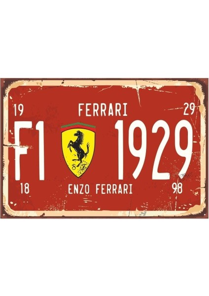 Ahşap Vintage Tablo " Enzo Ferrari F1" Ahşap Poster 25X35CM