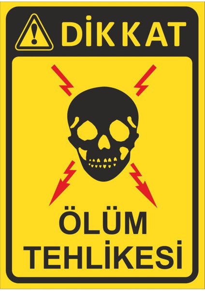 Dikkat Ölüm Tehlikesi Levhası - Dekote Malzeme 25 x 35 cm