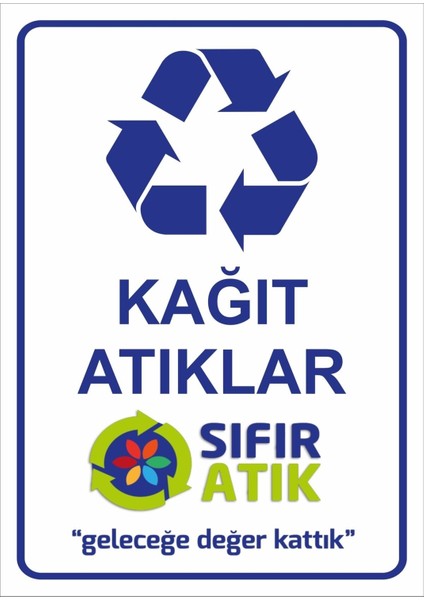 Sıfır Atık Kutusu Sticker Etiket 25X35 cm Kağıt Atıklar
