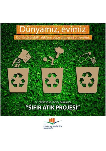 Sıfır Atık Kutusu Sticker Etiket 25X35 cm Kağıt Atıklar
