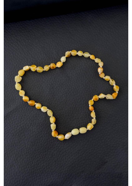 Mat Sarı Tonda Bebekler Için Kehribar Kolye