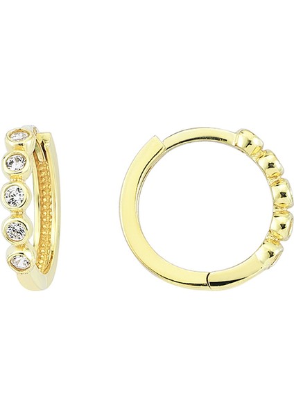 Altın Taşlı Model Halka Küpe